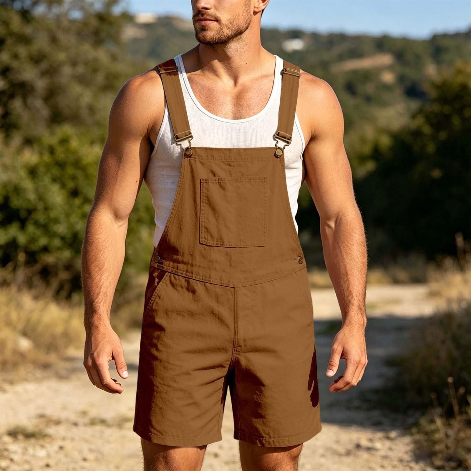 Pantalones vaqueros de trabajo para hombre, mono de algodón, pantalones cortos de trabajo, corte holgado, mono vaquero con bolsillos, ropa de calle, pantalones vaqueros ajustables