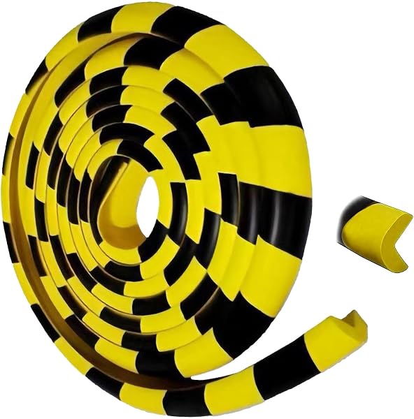 Protectores De Esquinas Espuma 5 M, Goma NBR Amarillo Y Negro Alta Resistencia, Acolchado Parachoques Seguridad Autoadhesivo para Almacén, Garaje, Estantes Protección Bordes Muebles - 1