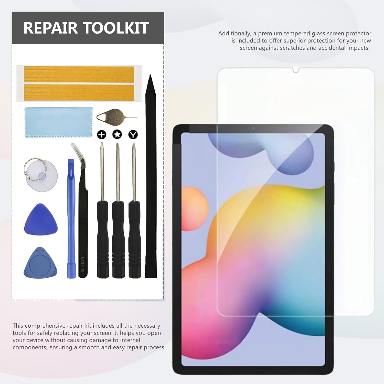 for Samsung Galaxy Tab S6 Lite SM-P615 10.4" (2020), Tablet Screen Replacement Kit, LCD Display Touch Screen Digitizer Full Assembly Repair Parts + Screen Protector (Without Frame)