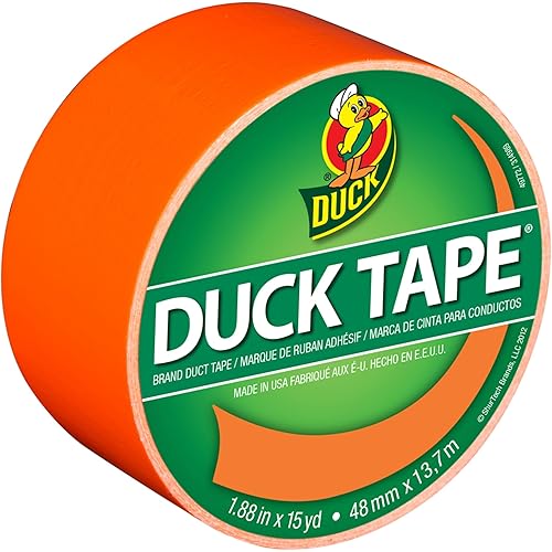 Duck Brand 1265019 Color Duct Tape, Neon Orange, 1.88 Inches x 15 Yards, Single Roll