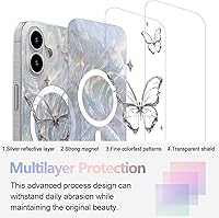 Vista 692 de I-MGAE-IN-AR - Funda diseñada para iPhone 12 y 12 Pro, diseño de mariposa plateada brillante, funda protectora de poliuretano termoplástico, suave