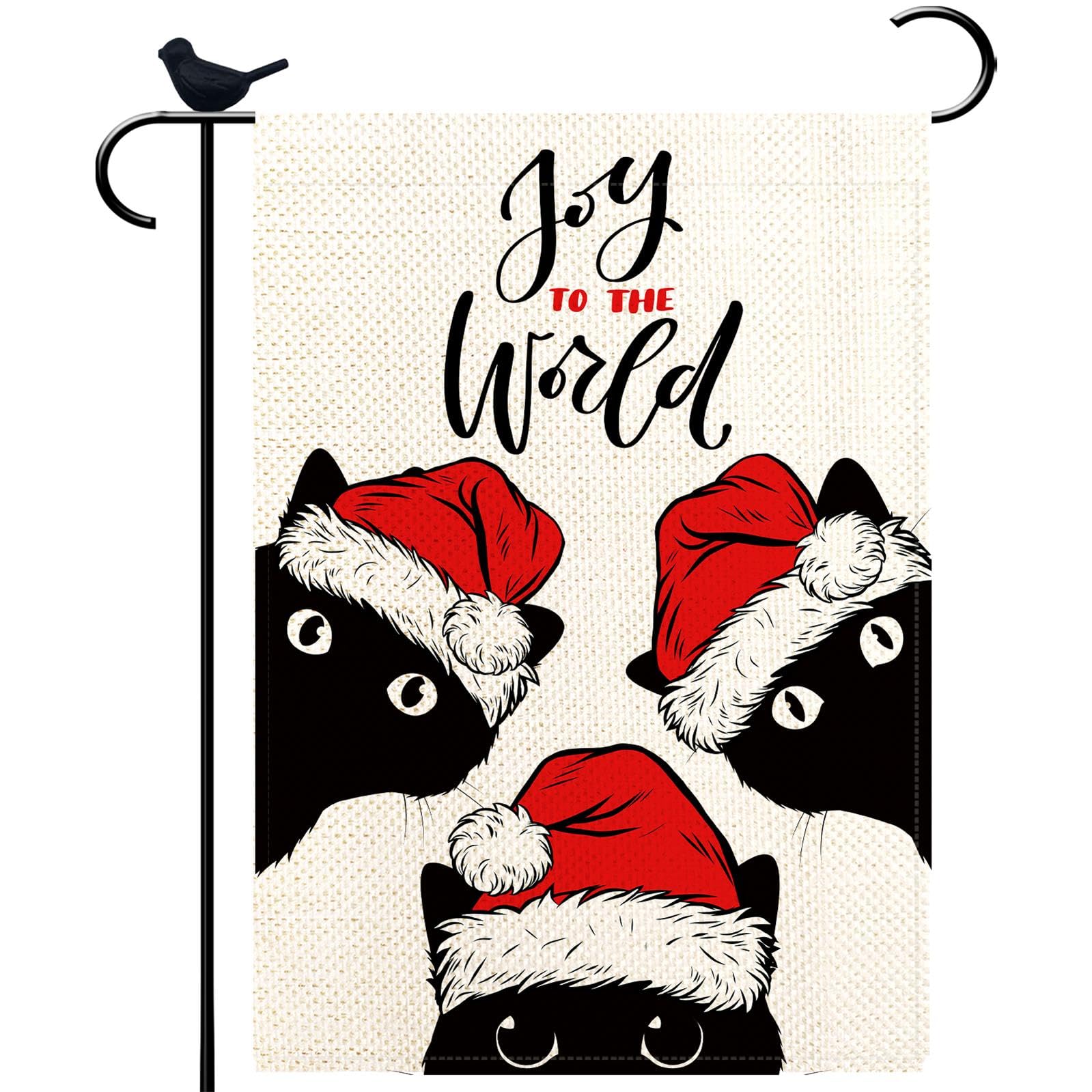 PIPISASA Weihnachtsflagge Mit Schwarzer Katze – 30,5x45,7 Cm, Doppelseitig & Wetterfest
