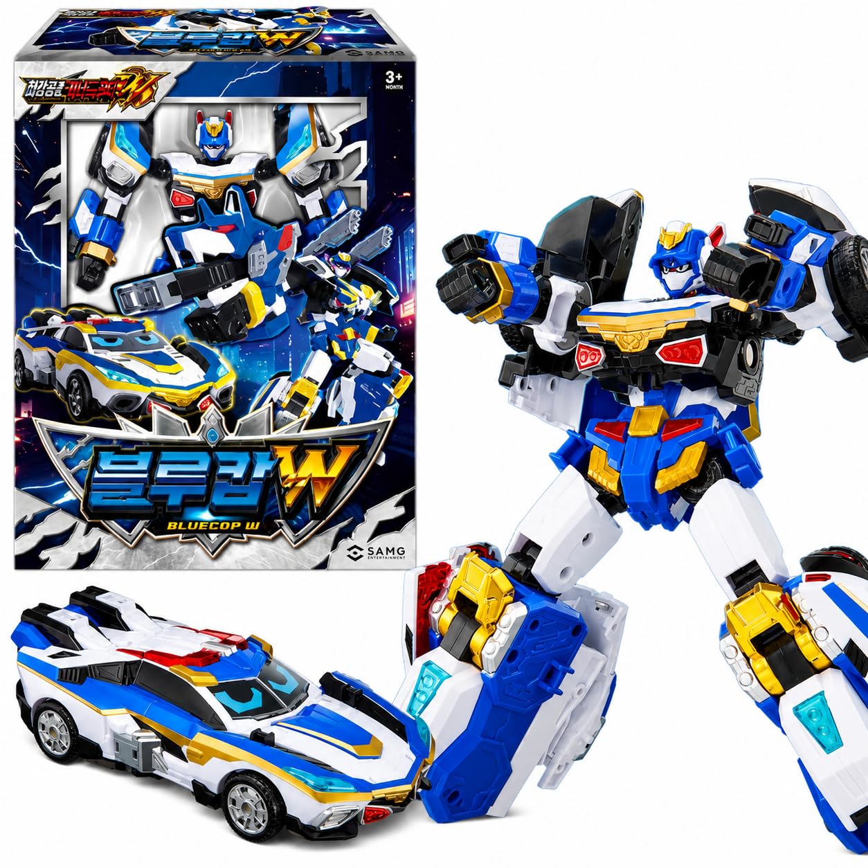 Metal Cardbot W Police Petrol Car Blue COP W Transforming Robot Car 블루캅 W