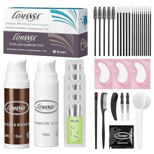 Miniatura 1 de Kit de tinte de pestañas marrones, kit de tinte de pestañas marrón para cejas, profesional, dura hasta 4 semanas para grado de salón, 0.5 onzas