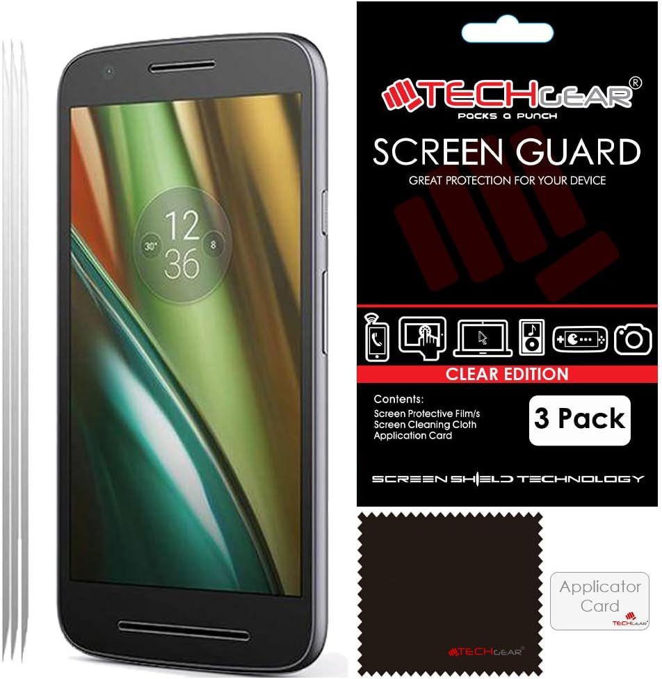TECHGEAR [3 Pack] Screen Protectors for Moto E3 (3rd Gen / 2016 Edition) - Ultra Clear Lcd Screen Protector Cover Guards Compatible with Motorola Moto E3 [Not for 1st or 2nd Gen Moto E]