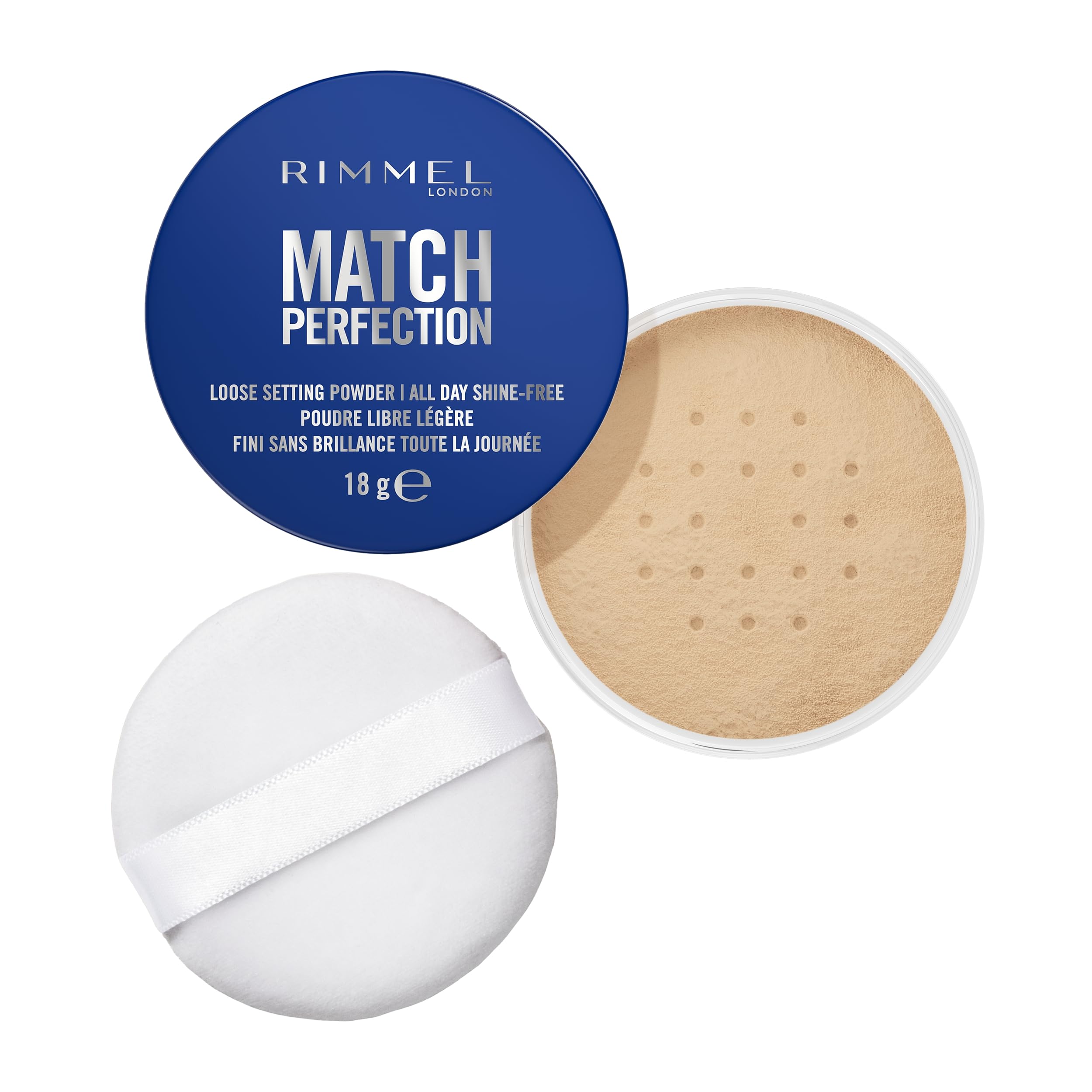 Rimmel Match Perfection Loose Setting Powder, 002 Translucent Honey, Lightweight & Breathable, Matte Finish, Vegan-Friendly Makeup, 18g