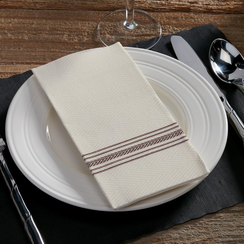 Hoffmaster FP1112 FashnPoint Black and White Dishtowel Printed Dinner Napkin, Ultra Ply, 15 1/2" x 15 1/2", 1/8 Fold (8 Packs of 100)