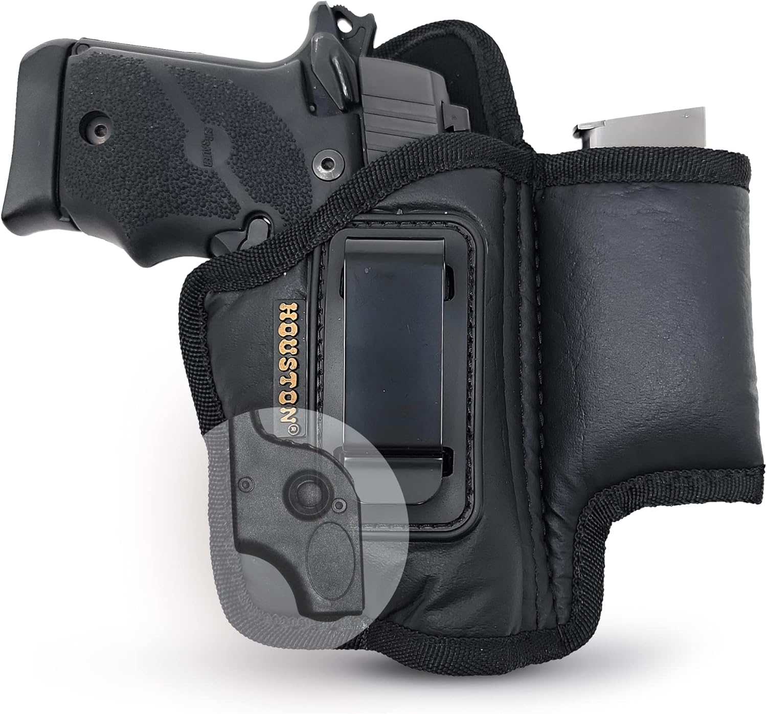 IWB Pistol Holster with Mag Pouch. Eco Leather Holsters for Glock 42/43 / 43X, SIG P365 / P938 W/Compact Laser w/Mag (Right). Universal Pistol Holster by Houston