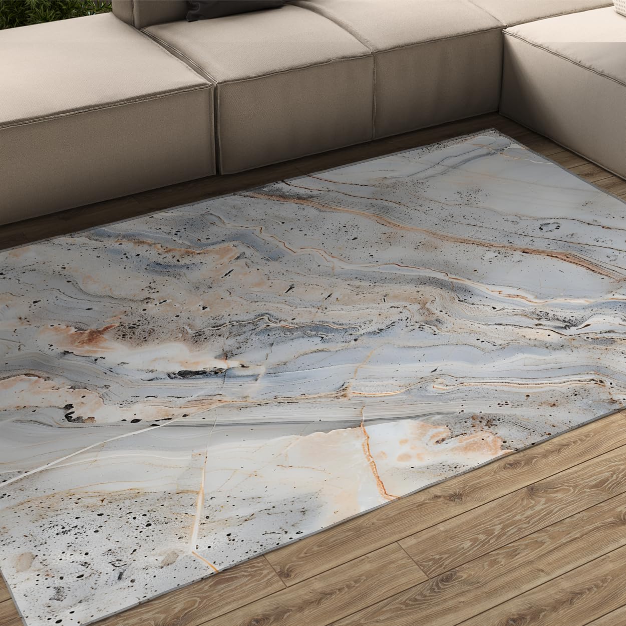 Tapis gris en marbre abstrait pour sécuriser et adoucir le salon