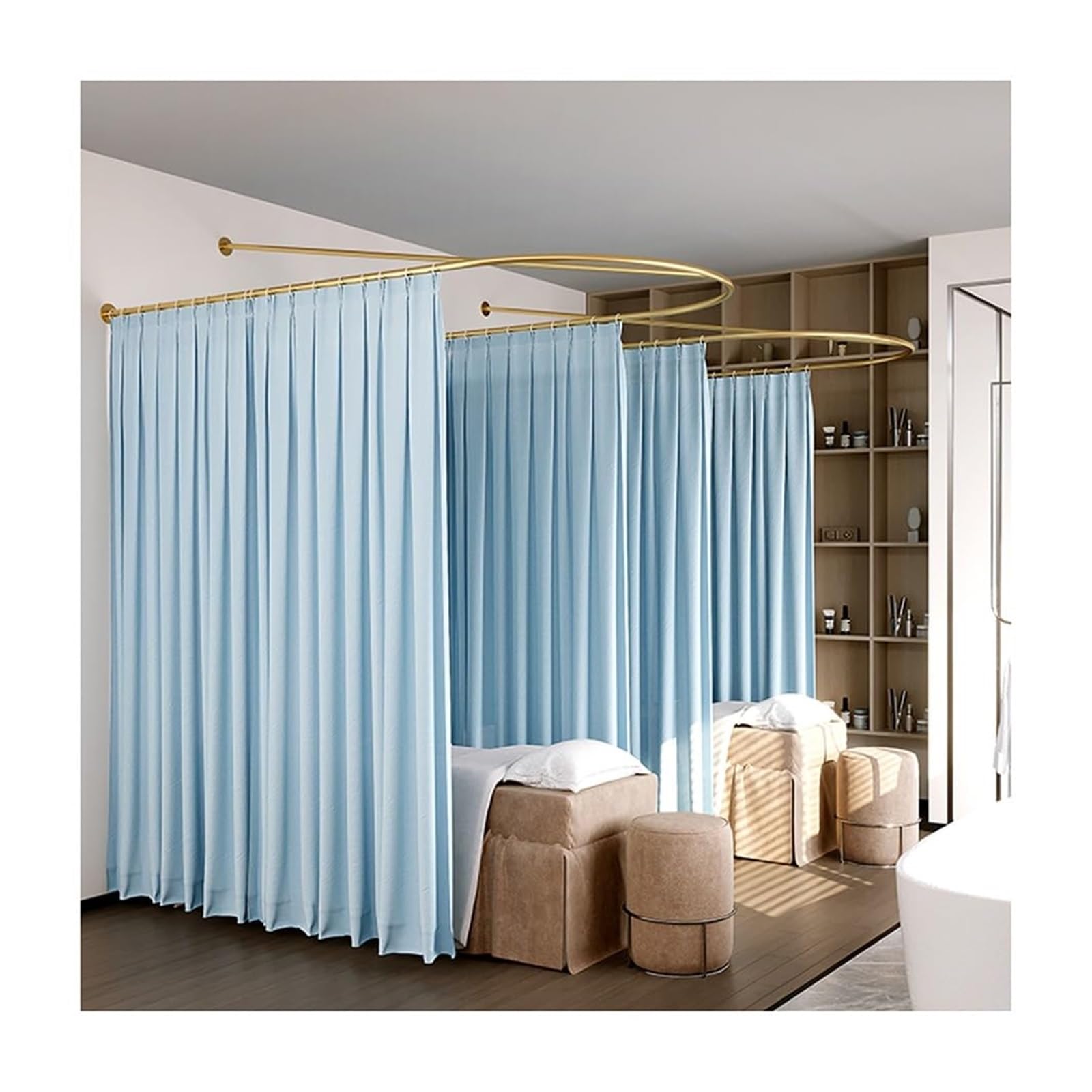 WQPMNYG d Privacy Partition Curtain with Flat Hooks & Support RodIdeal for Fitting Rooms Bedrooms and Living SpacesEnhance Your Space with Stylish Separation