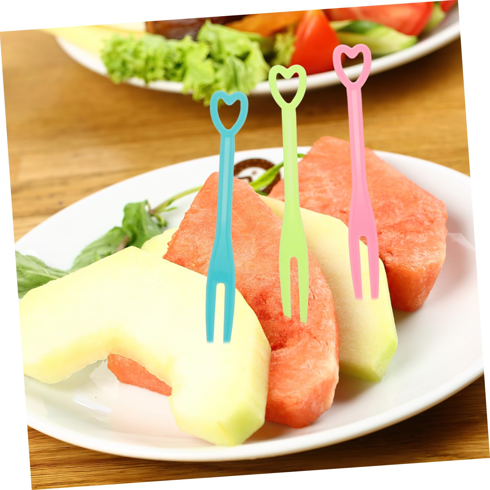 BRIGHTFUFU 500Pcs Fruit Forks for Reusable Dessert Picks Heart Shaped Food Picks for Appetizers Salad and Snacks for Parties and