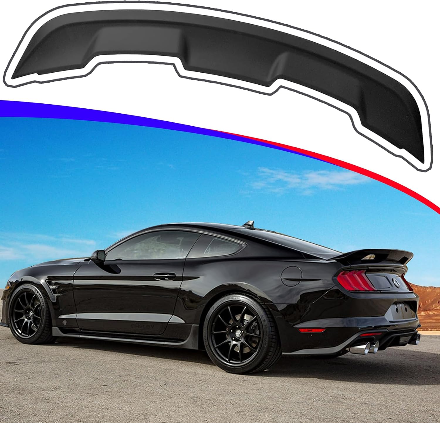 Rear Spoiler Wing Compatible with 2015-2023 Mustang V6/V8/Shelby/GT/EcoBoost 2-Door Coupe Models GT500 GT350 Style ABS Rear Trunk Spoiler