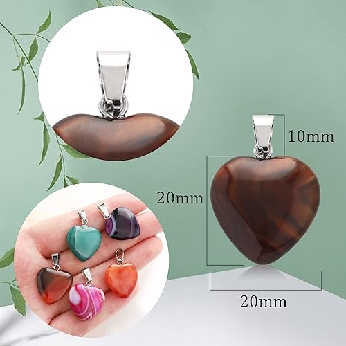 Miniatura 2 de Lezam 24 dijes de cristal curativo en forma de corazón y luna en forma de cruz para hacer joyas, piedras de cuarzo natural, cuentas de amor de