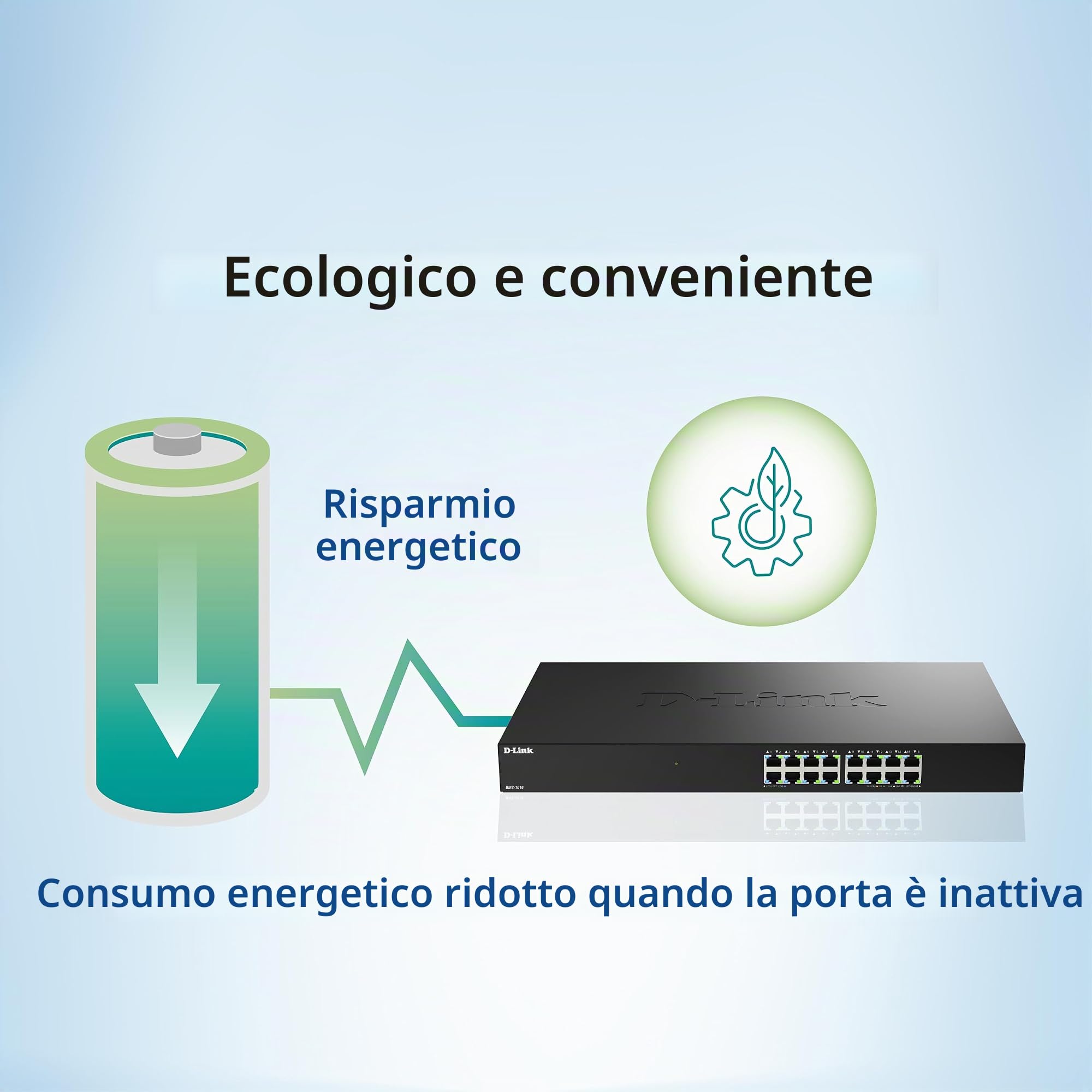 D-Link DMS-1016 Switch Ethernet Non Gestito 16 Porte 2.5G | Fanless, Struttura in Metallo, Plug & Play, Risparmio Energetico | Ideale per SOHO, Wi-Fi 6 / Wi-Fi 7 e IPTV