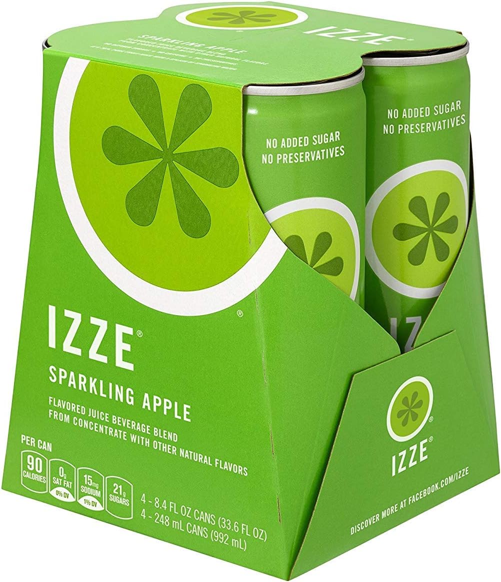 IZZE Sparkling Juice, Apple, 8.4 oz Cans, 4 Count