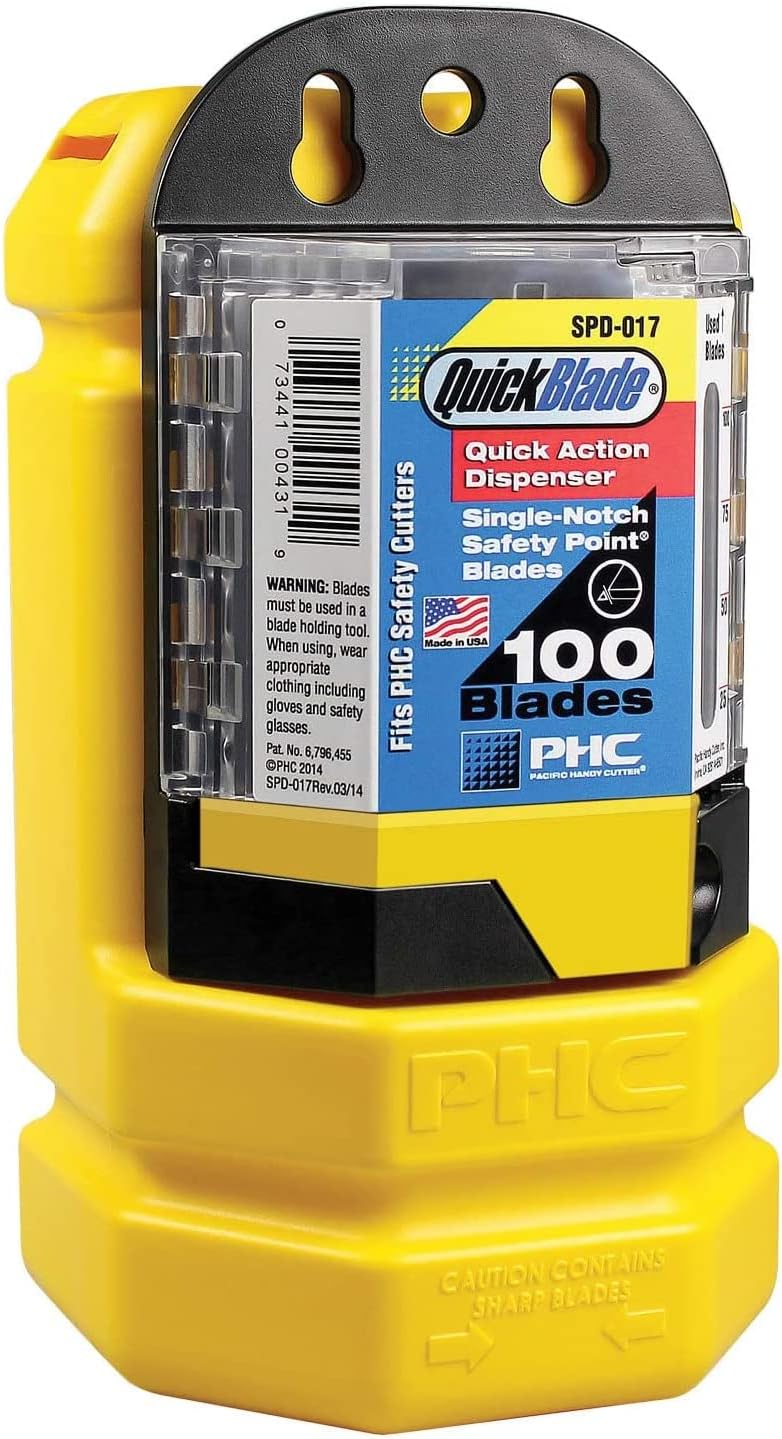 Pacific Handy Cutter BB-6017KIT Blade Bank and Blade Dispenser Kit with Wall Mounting Bracket, Safe Razor Blade Disposal with New Blades Dispenser attached, Complete Blade Change Station (BB6017KIT)