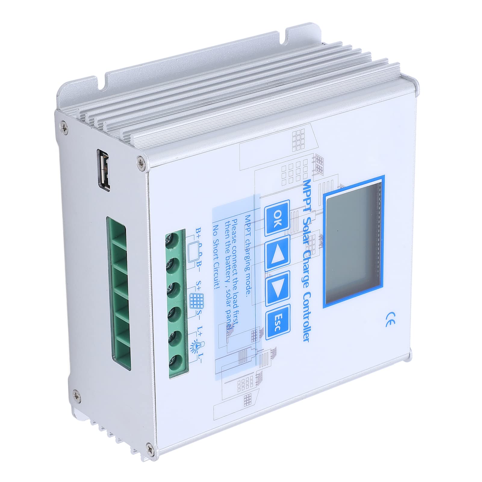MPPT solarny regulator ładowania 10 A, 24 V, 48 V, wysokowydajny regulator solarny MPPT ze stabilizacją napięcia do baterii litowej, maks. wejście PV 130 V, do kampera, kempingu poza siecią