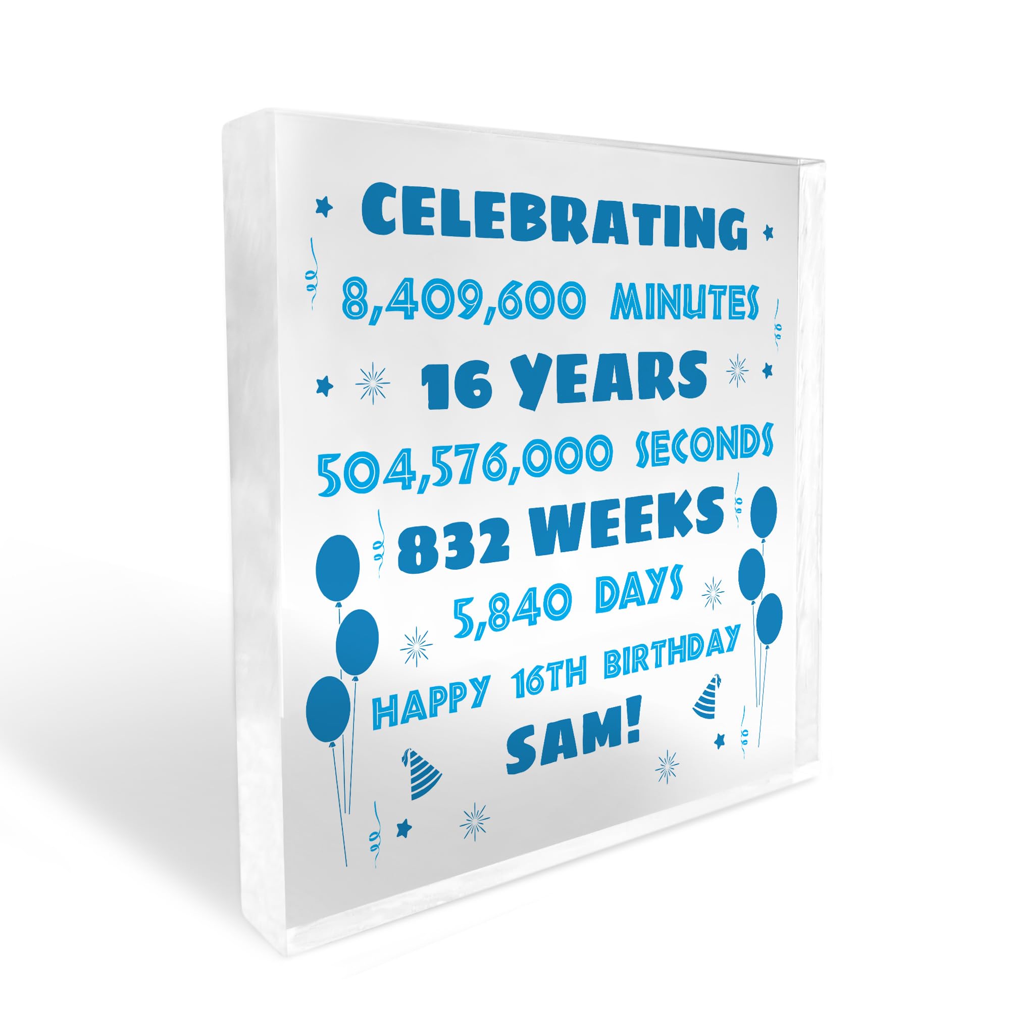Red Ocean Personalised 16th Birthday Gift For Son Brother Freestanding Acrylic Block Funny 16th Birthday Gift For Son Him Gift For Men 16th Birthday Gift From Mum And Dad