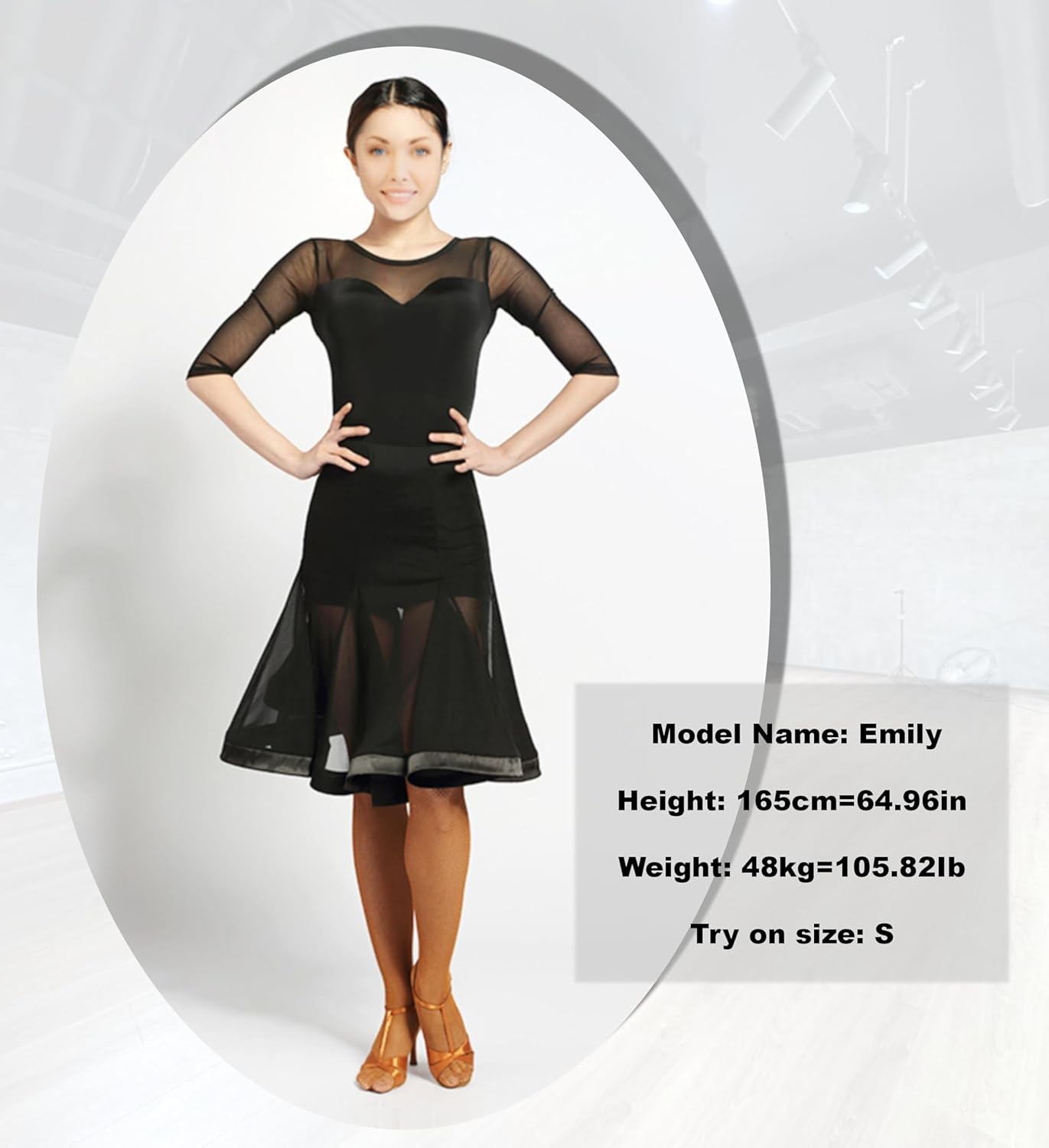 SCGGINTTANZ G2041 Latin Ballroom Dance Professional mesh Stitching Fishbone Swing Skirt