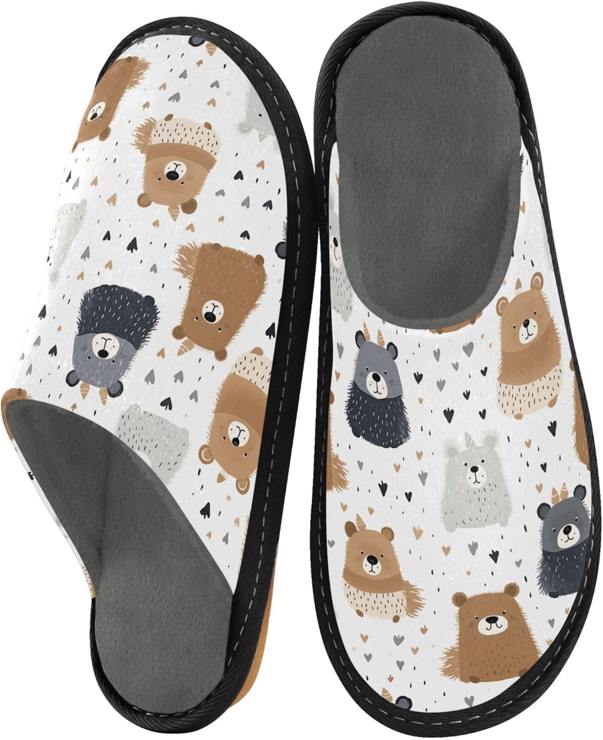 Bear House Slippers – Cozy Fuzzy Slippers for Guests, Washable & Disposable, Perfect for Shoeless Home, Spa & Hotel Use A110751