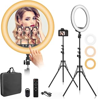 LED Ring Light, 18 Inch Ring Light with Tripod Stand & Phone Holders for Makeup Photography 3 Modes 11 Brightness Levels Selfie Ring light for Video Live TikTok YouTube