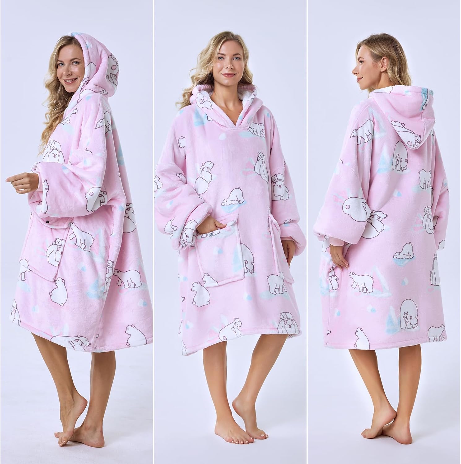 Oversized Wearable Blanket, Big Hooded Blanket Sweater, Hideout Hoodie for Women Teen Girl Sister Gifts - Image 2