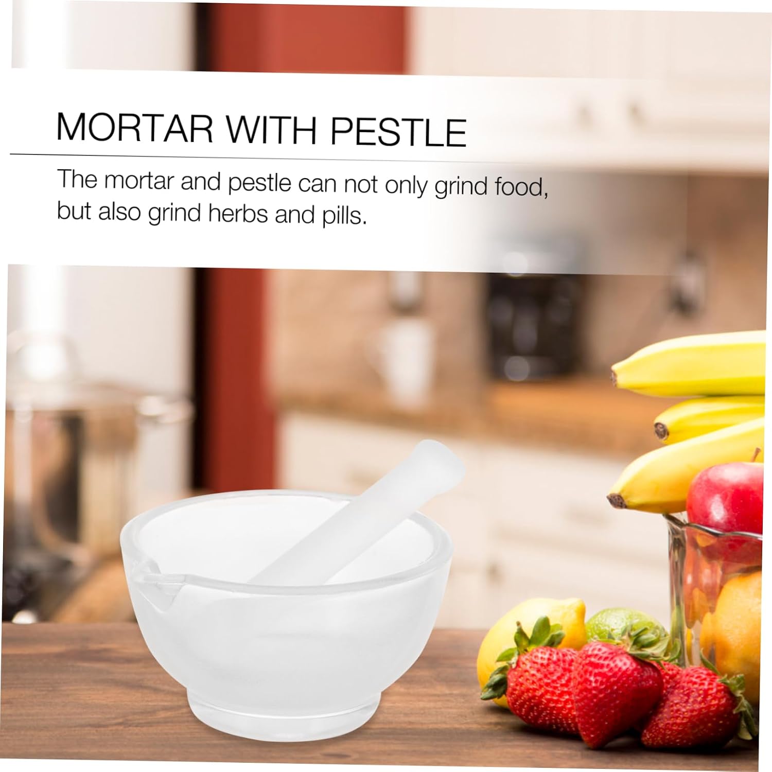Glass Mortar and Pestle Set, for Grinding Pills and Food