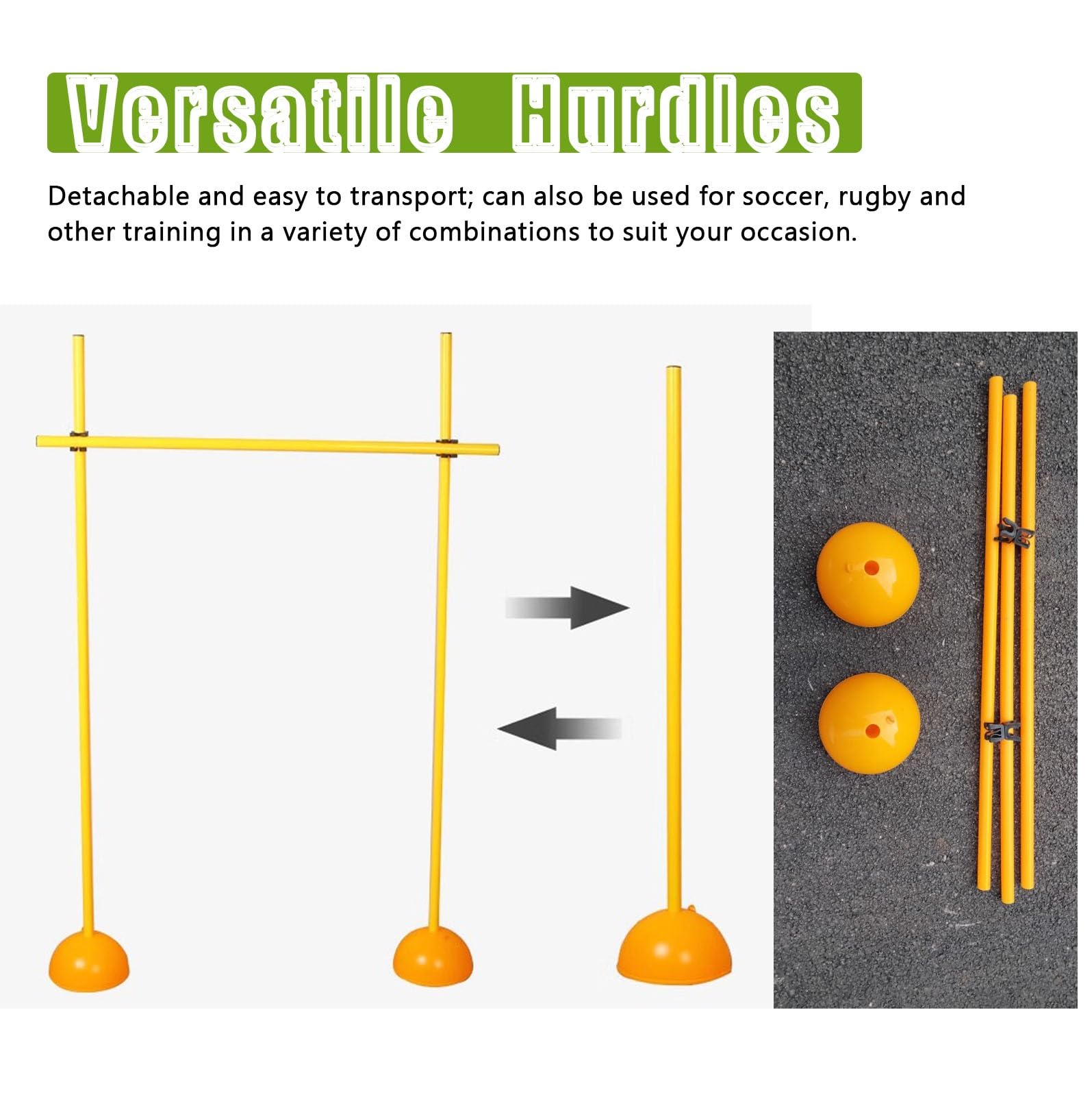 Fußball-Hürden für Fußball, Agility-Training, Hürden und Stöcke, Sport-Speed-Hürden-Trainingsstäbe mit Basis, Fußballfeldtrainer, Hunde-Sprint-Übungen