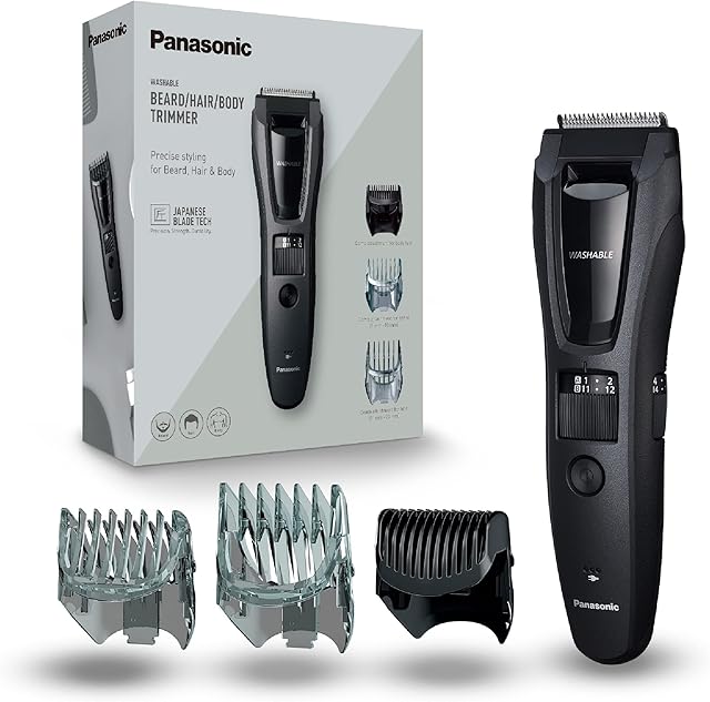 Panasonic ER-GB62 Wet and Dry Electric Hair, Beard & Body Trimmer for Men with 40 Cutting Lengths, Grey, Pack of 1