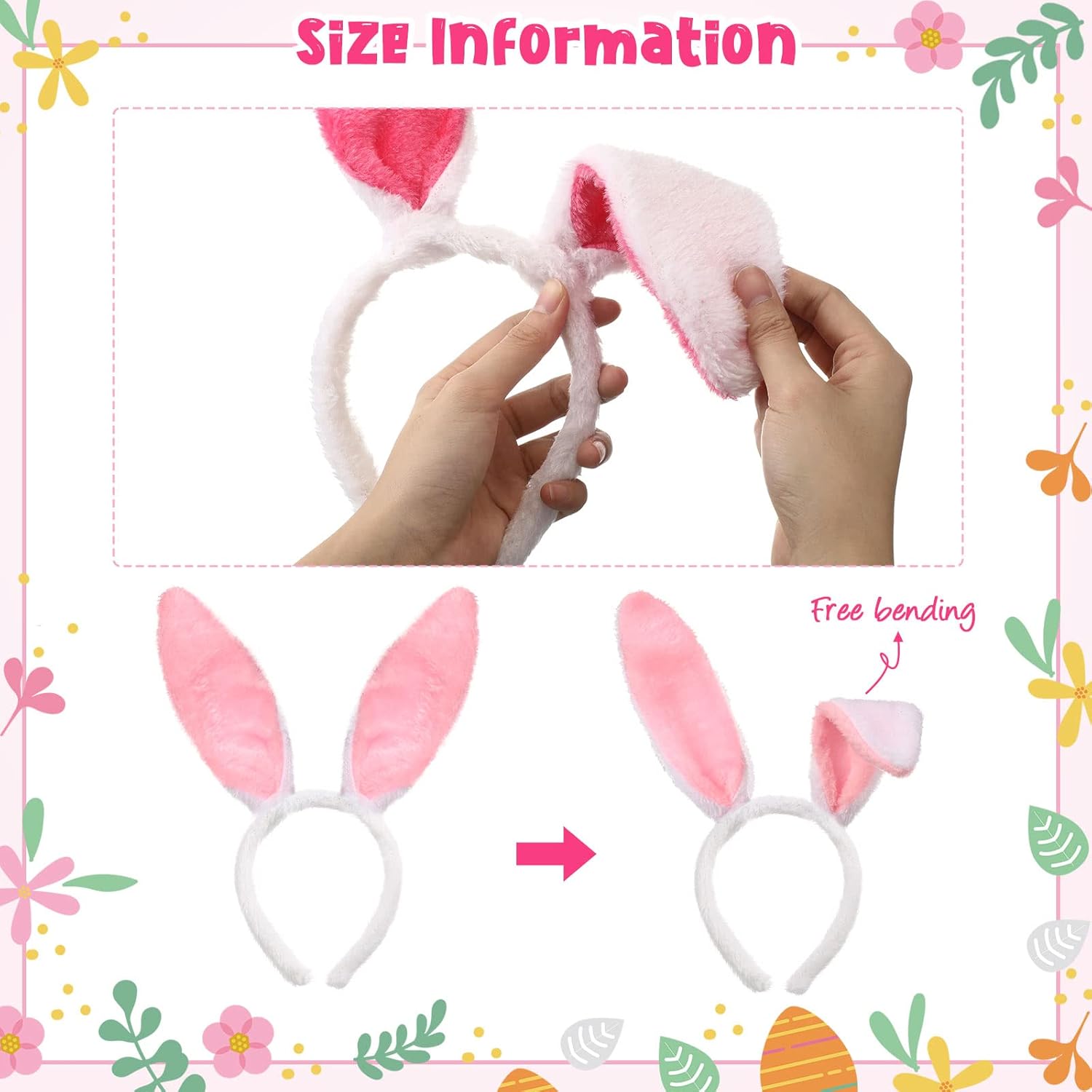 Yunsailing 36 Pcs Easter Bunny Ears Headbands and Easter Party Eye Glasses Bunny Party Favors Plush Rabbit Ears Funny Chick Eggs Glasses Eyewear for Teens Adult Birthday Supplies Decorations