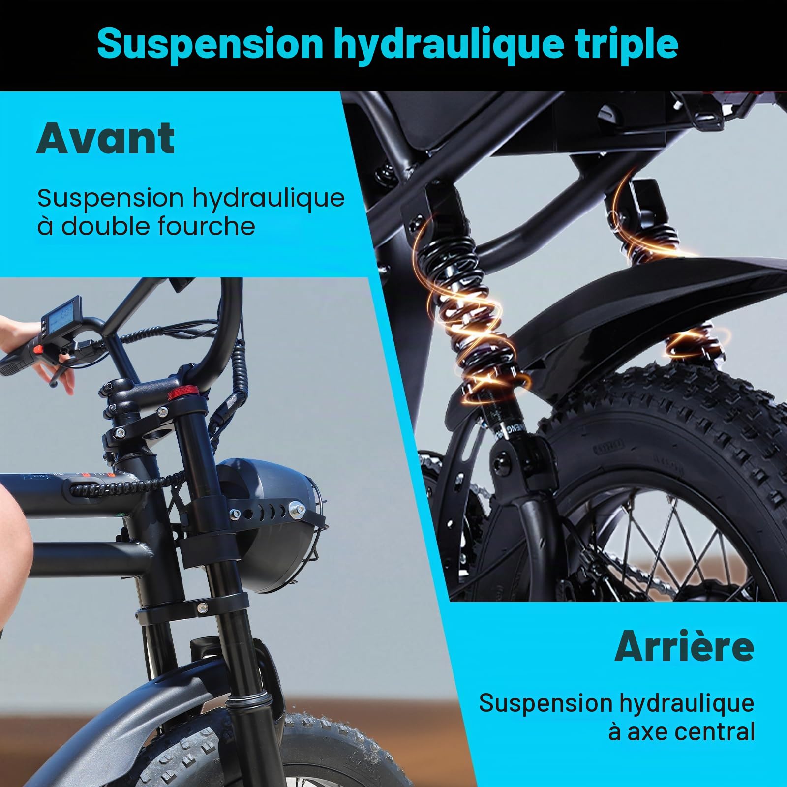 Vélo Électrique pour Jeunes 16" 3.0 Fat Tire, Batterie Amovible 36V 13Ah, Vélo Électrique avec 3 Modes de Conduite, Écran LCD Intelligent, Frein à Double Disque, Autonomie 30-60km