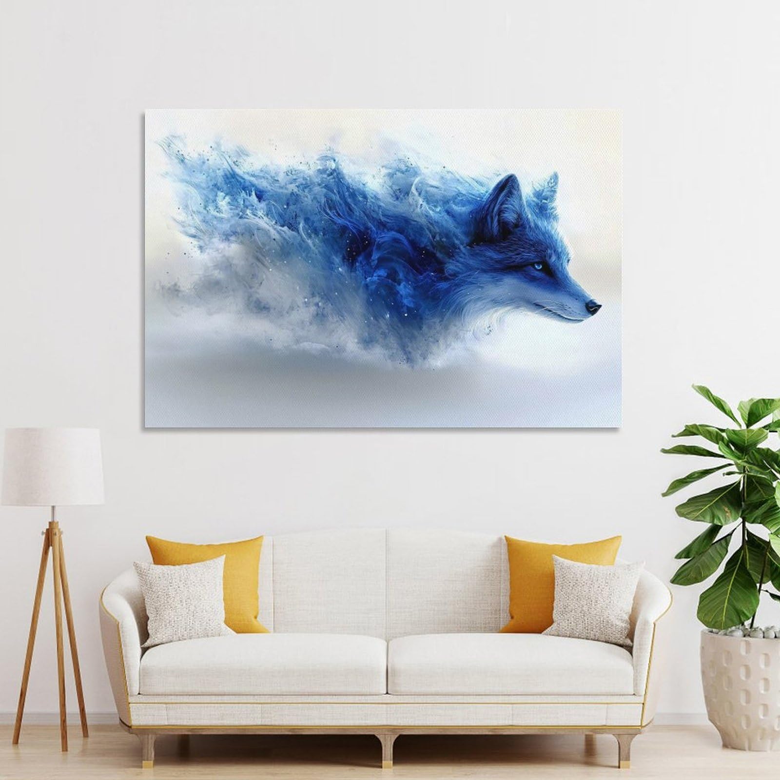 Junmoney Blue Fox Spirit Decorative Wall Artwork 16x24inch(40x60cm), for Living Room, Bedroom, Office Or Hallway, Decorative Artwork with Broad Appeal