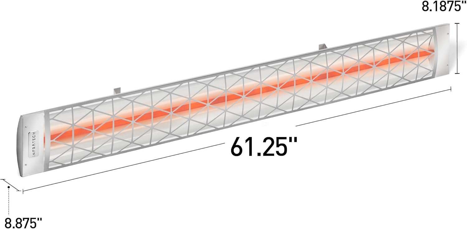 Infratech C-3024 Stainless Steel 61.25” Single Element Heater 3000 Watt 240 Volt with Stainless Steel Contemporary Fascia