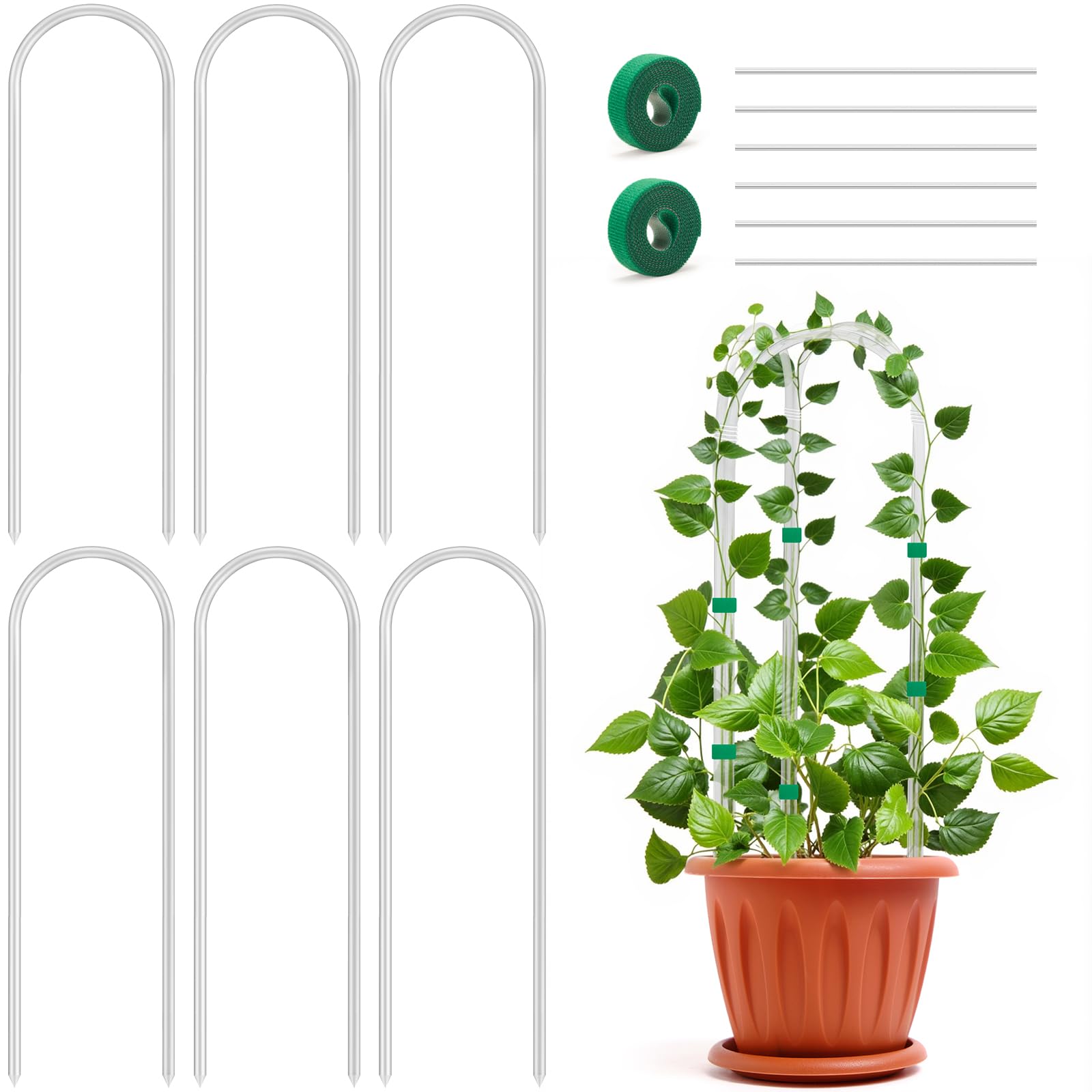 Vokvaktak 6 Pack U-Shape Acrylic Plant Trellis for Indoor Climbing Plants, 16 Inch Small Plant Trellis, Potted Plant Climber Support for Pothos, Vine