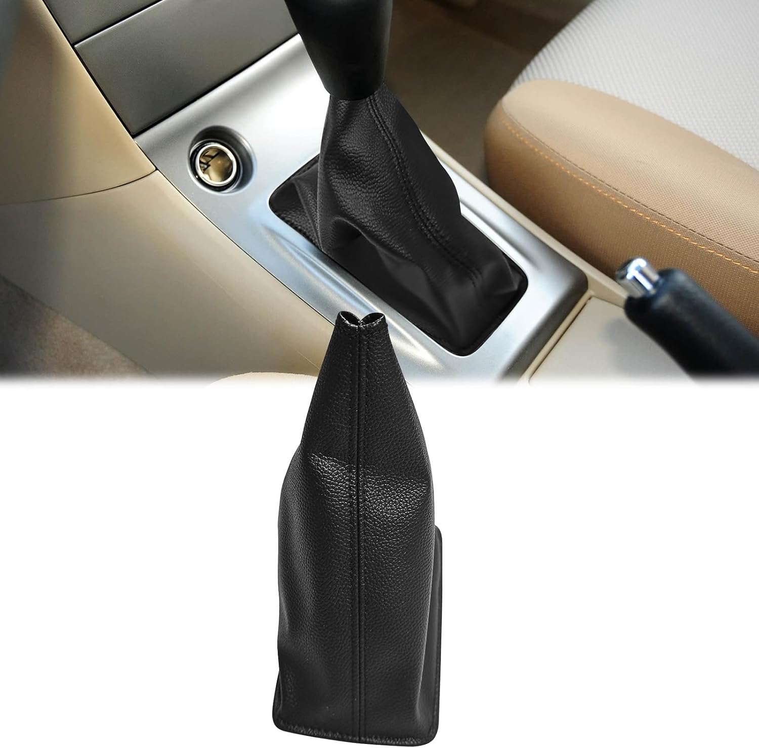 Shift Boot Cover Compatible with Toyota Corolla 2004-2013 Leather Gear Shifter Knob Dust Cover Retainer Stick Shift Sleeve Black