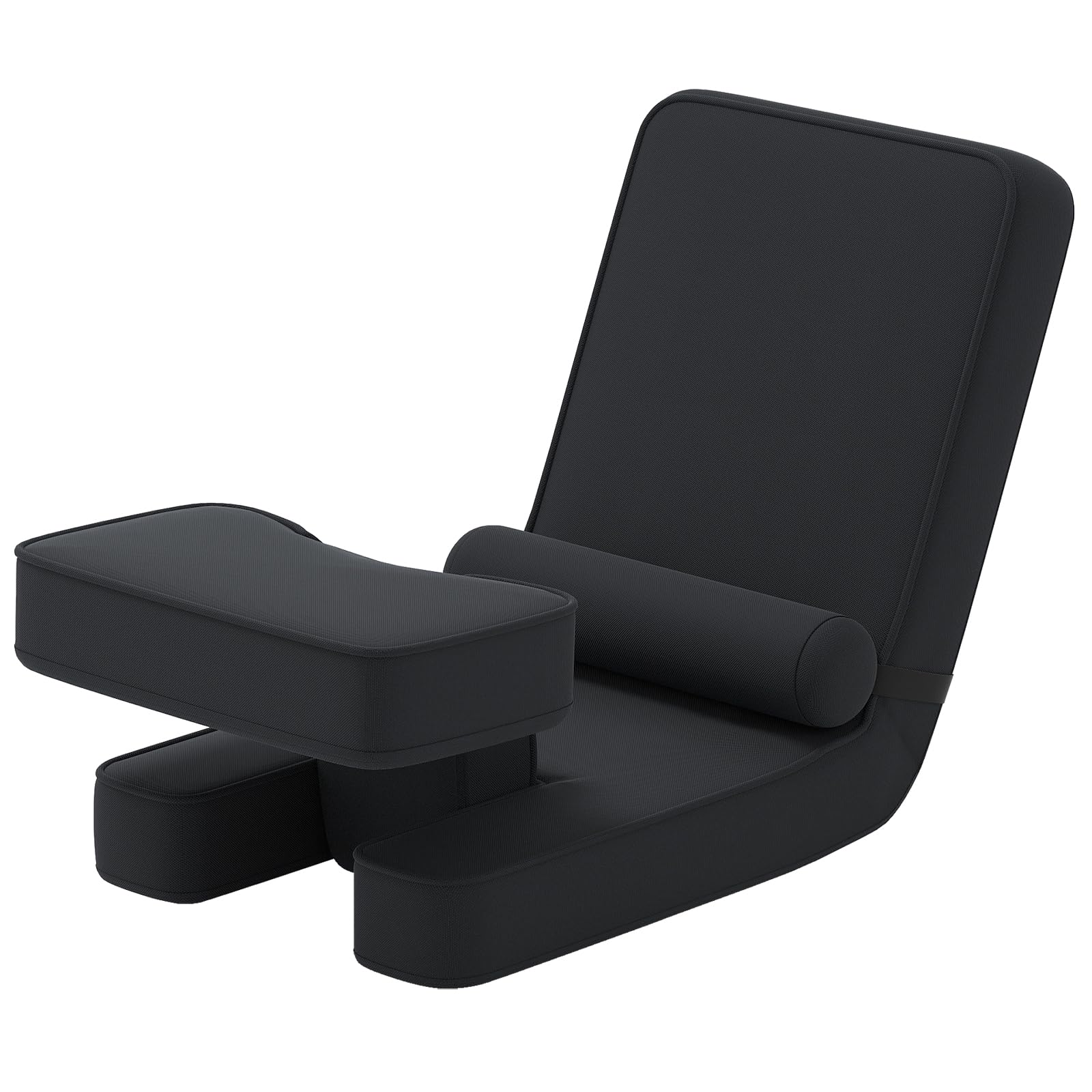 GOPLUS Bodensofa, gepolsterter Bodenstuhl mit Verstellbarer Rückenlehne & Kopfstütze, Bodensessel mit Tischplatte für Arbeiten, Spielen & Lesen, tragbarer Bodensitz für Wohnzimmer & Schlafzimmer