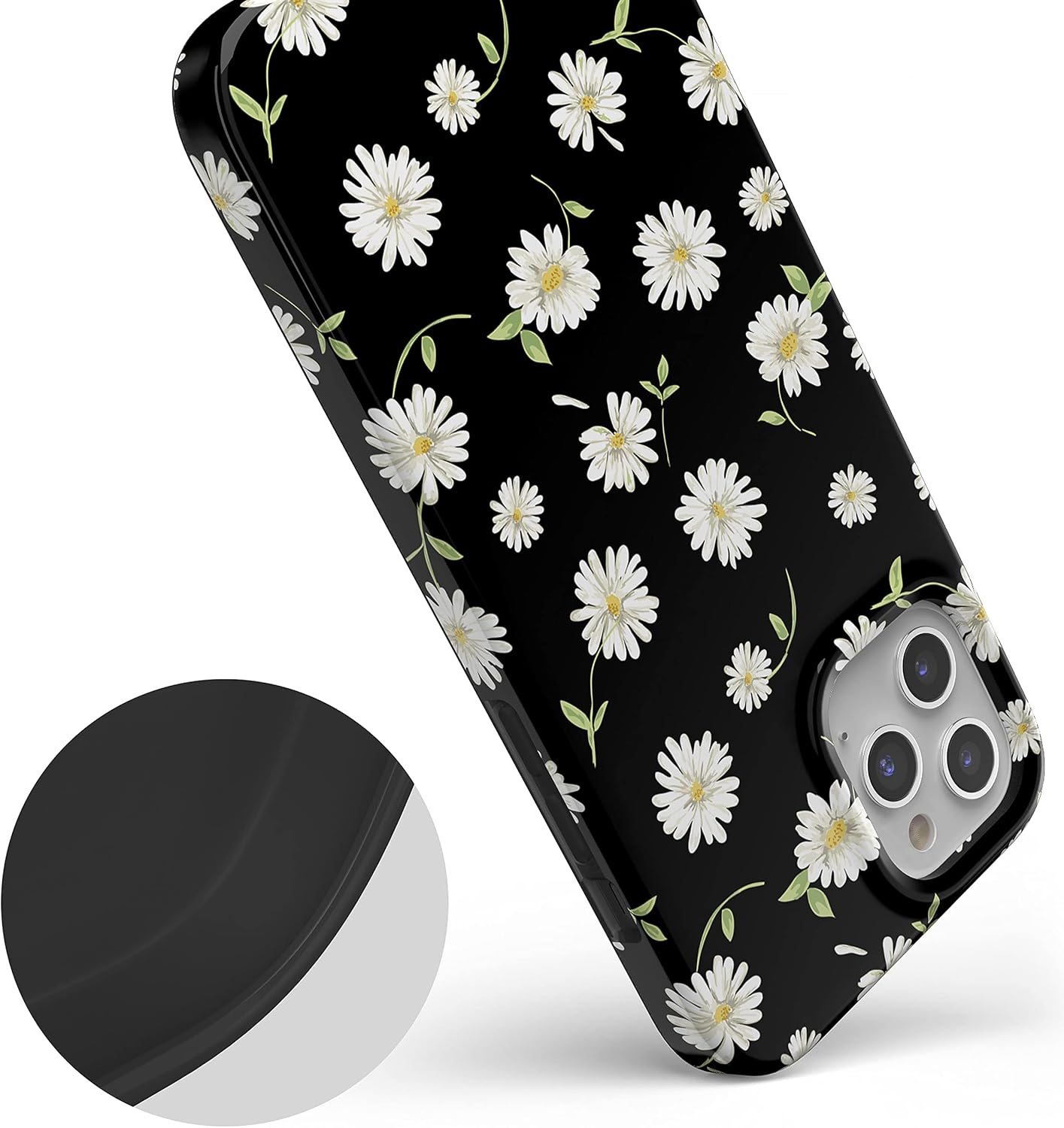 Casely iPhone 11 Pro Max Case | Daisy Daydream | Black Floral | Classic Ultra Slim Design
