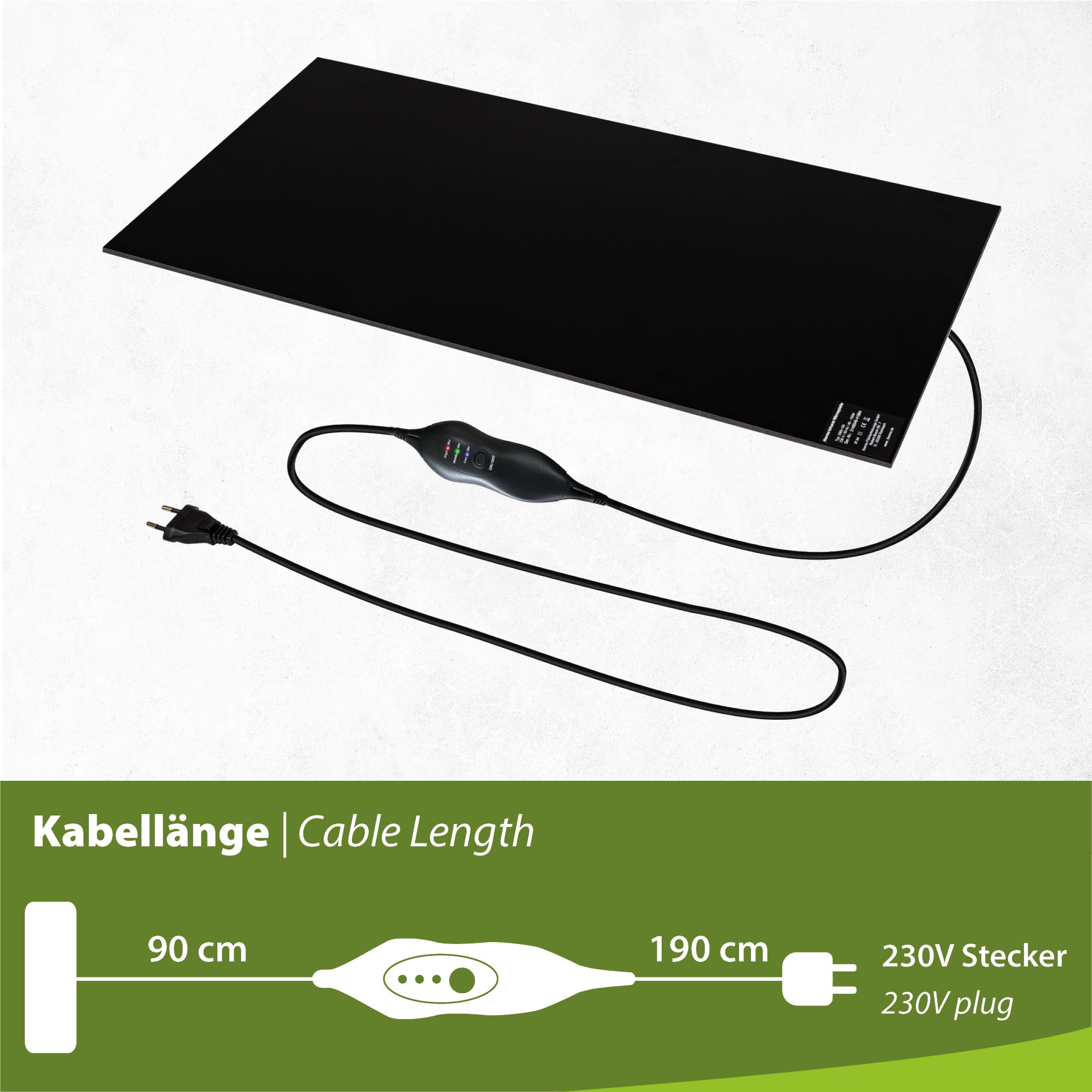 Placa térmica por infrarrojos para escritorio, 30 x 60 cm, 150 W, con regulador de intensidad para regulación continua, calefacción por infrarrojos para piernas calientes, autoadhesiva para el