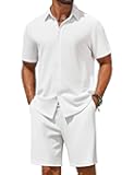 COOFANDY Men's 2 Piece Outfit Casual Short Sleeve Button Down Shirt and Beach Shorts Set Summer Vacation Outfits for Men