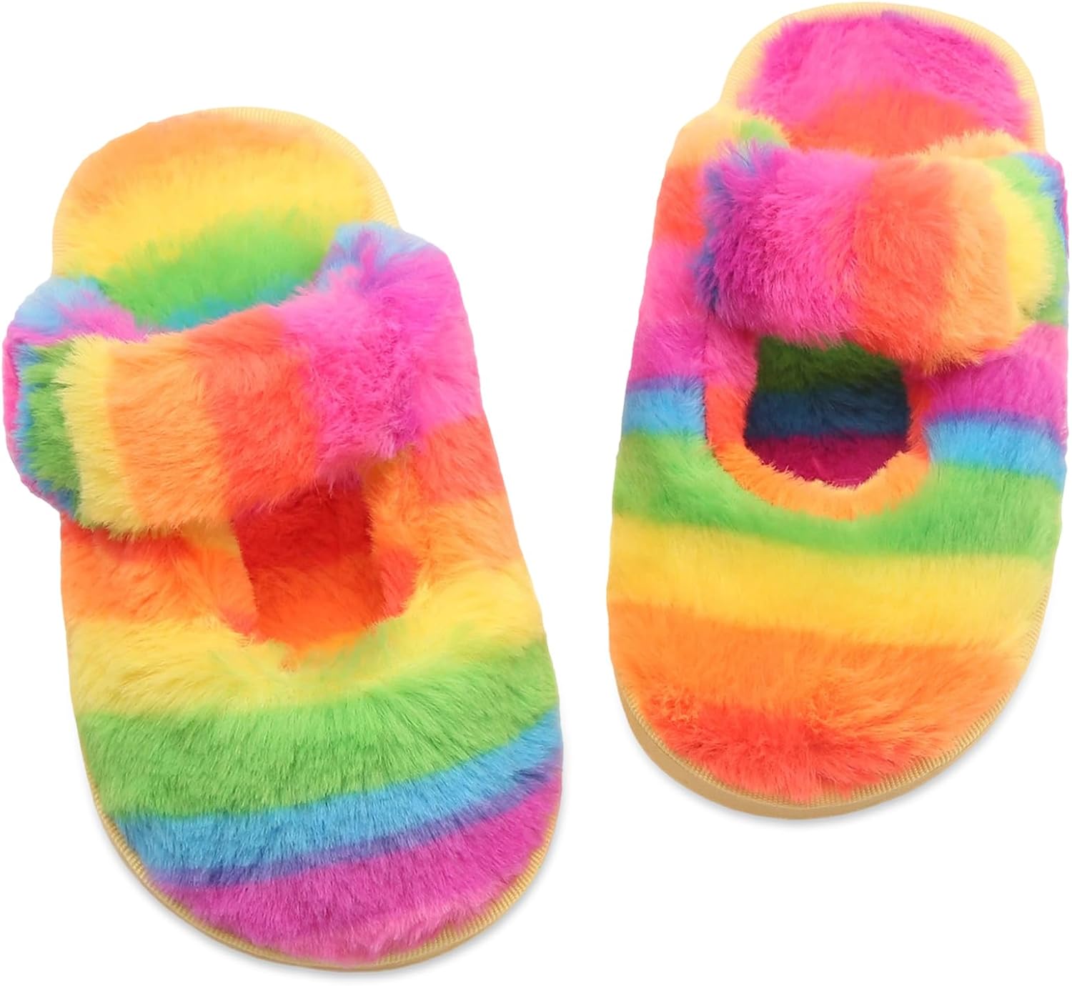LightFun Girl's Slippers Indoor Home Fuzzy Fluffy Furry Shoes Slides Winter Warm Soft Slipper for Kids House