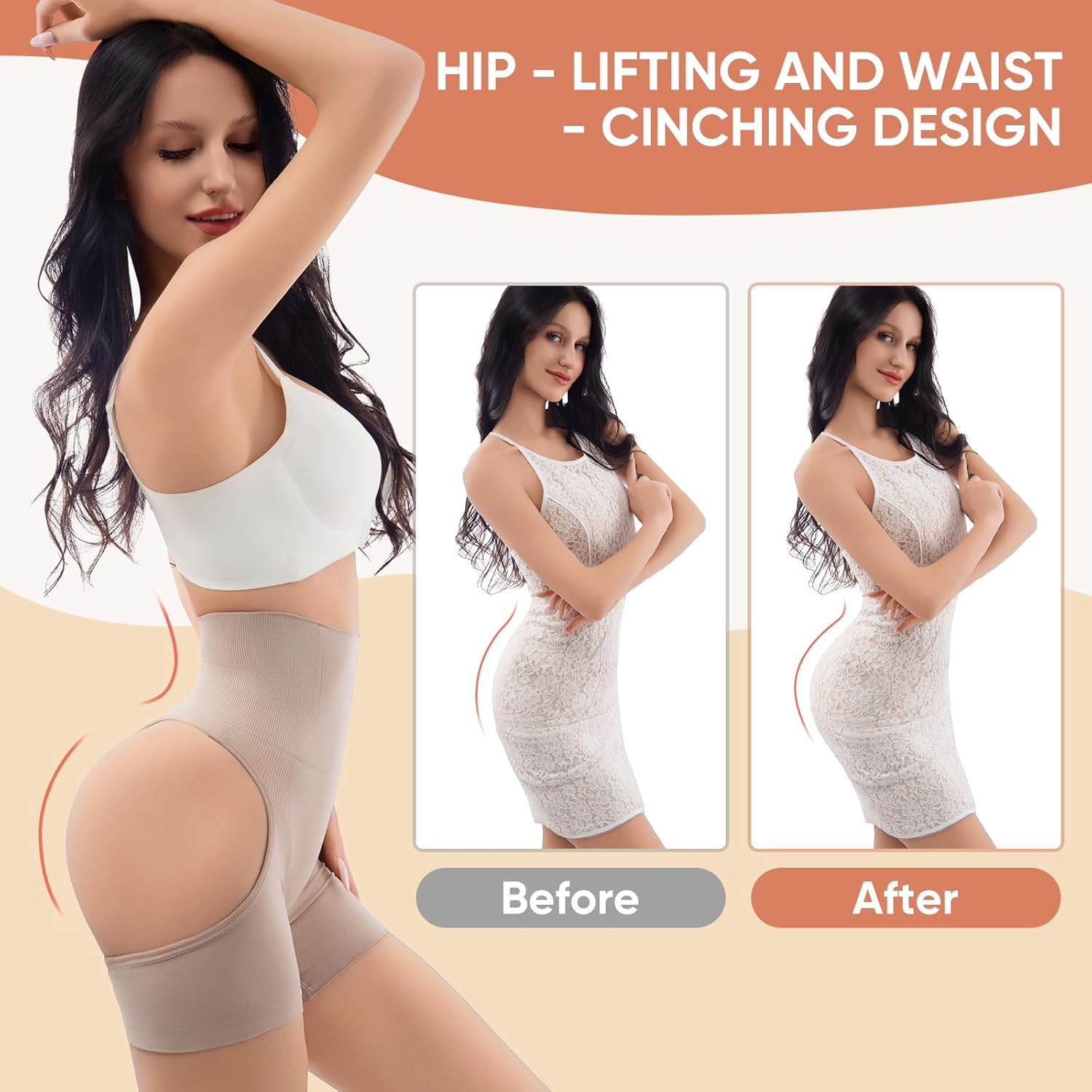 Women Butt Lifter Shapewear - High Waist Tummy Control Shorts with Back Round Cut Out, Non-Seamless Waist Trainer - Image 2