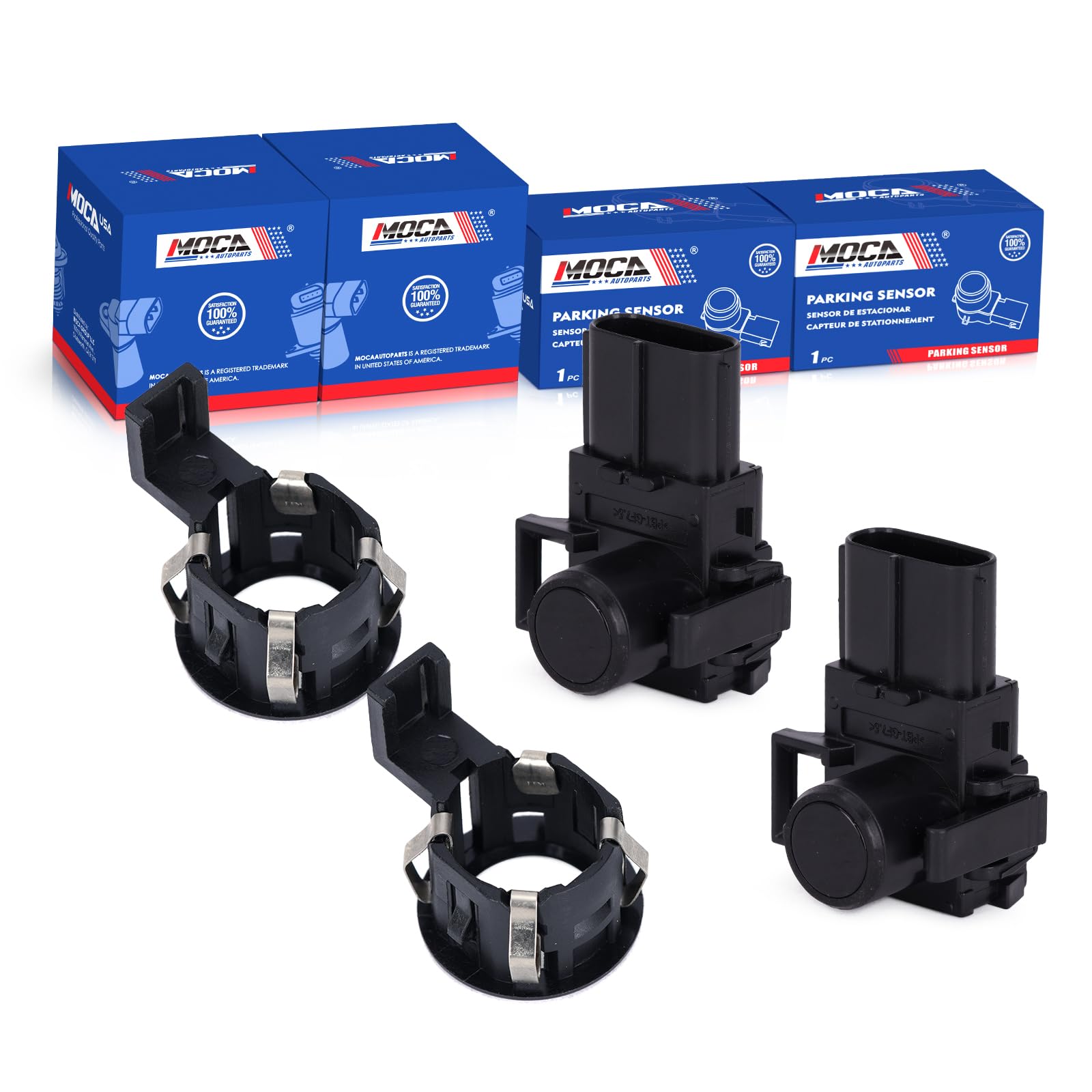 MOCA 2X Reverse Backup Parking Assist Sensor & 2X Parking Sensor Retainer Holder Replace Fit For Lexus 2010-2013 GX460, 2010-2012 RX350, 2010-2012 RX450h, For Toyota 2011-2017 Sienna Front or Rear
