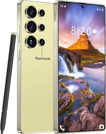 Fadnou S25 Ultra Unlocked Cell Phone, Built in Pen, Smartphone Battery 7000mAh, 6.99 HD Screen Unlocked Phones, 16+512GB 5G The Phone Android 14, Face ID/Fingerprint Lock/GPS (Yellow)