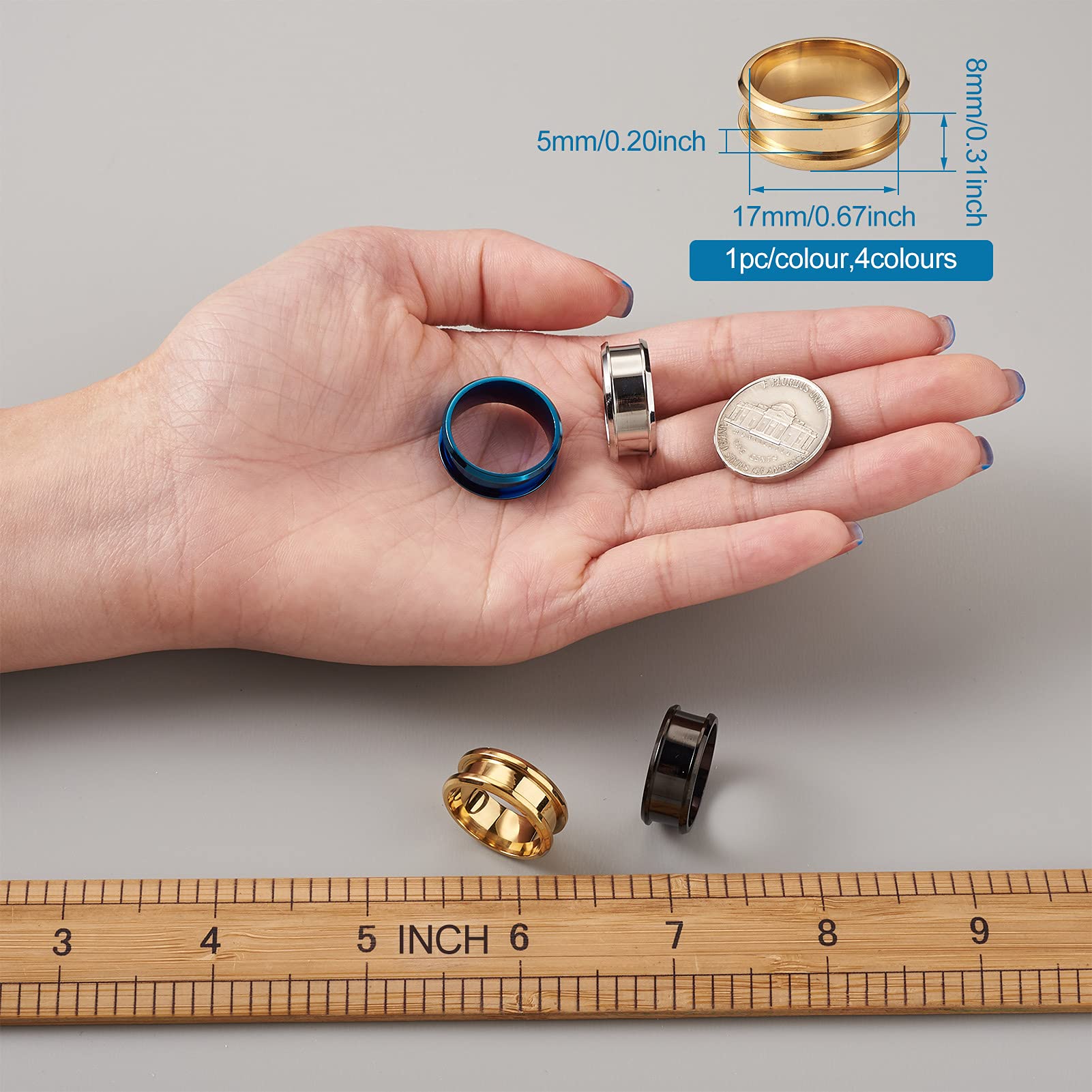 Amazon | 4個/箱 内径17mm ステンレス製 指輪 溝付き リングパーツ