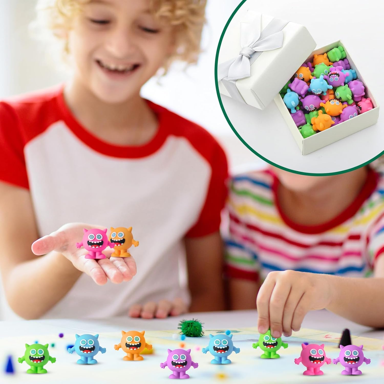 Bucherry 100 Pcs Easter Miniature Monsters Figurines Small Monster Figures Toys Bulk for Easter Party Favors Gifts Goodie Bag Supplies Birthday Decor in Fairy Garden to Prank Hide and Seek
