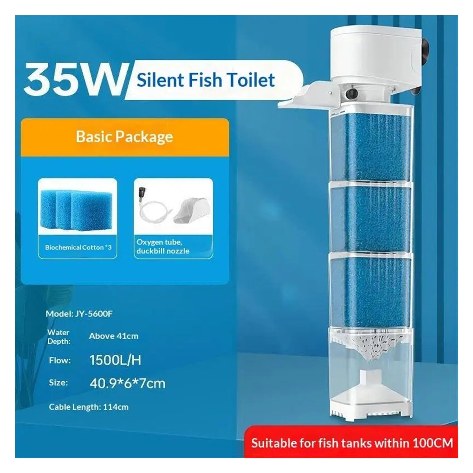 Aquarium-Innenfilter, 35 W, Aquarium-Filterpumpe, tauchfähig, leise, Sauerstoffbelüfter, interner Wasserwellenmacher, 220 V
