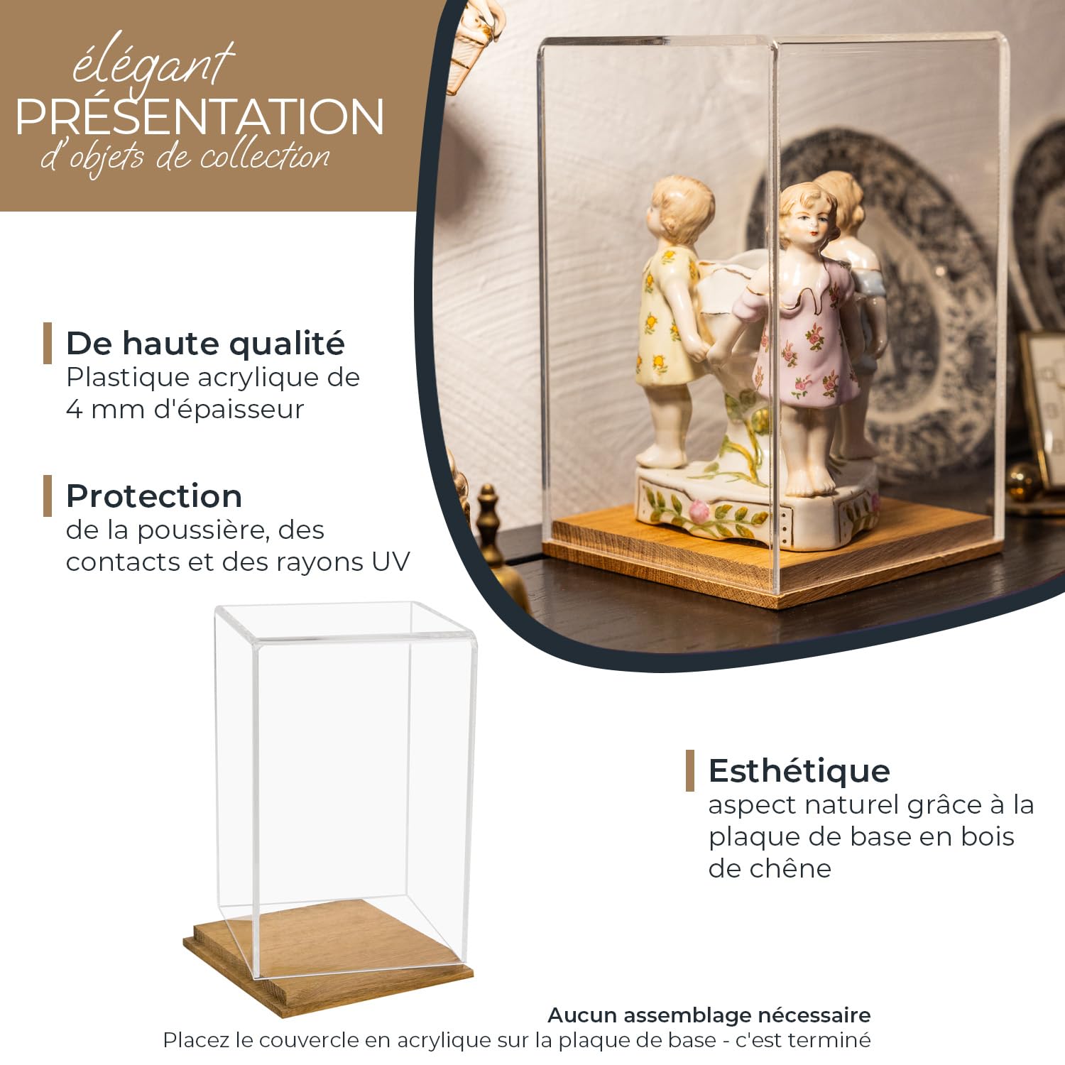 HMF 46811 Acryl Vitrine für Modellautos, Figuren, 14 x 14 x 22 cm