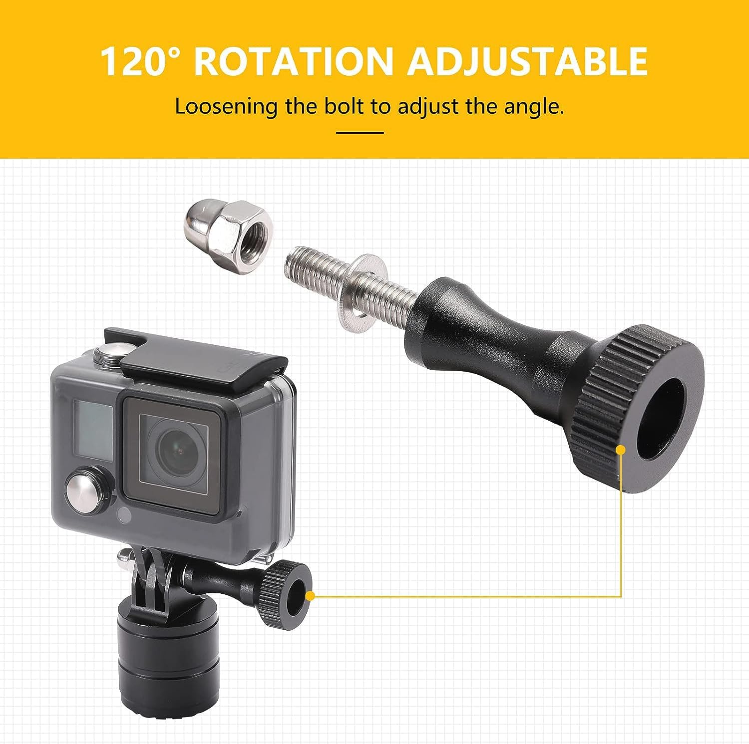 UTV ATV Camera Mount Holder Compatible with GoPro, 1.75"-2" Roll Bar Mount Camera Holder Compatible with GoPro Hero 9 8 7 6 5 4, SJ, DJL, Insta360, 360° Adjustable Aluminum UTV Cameras Mounts Holders