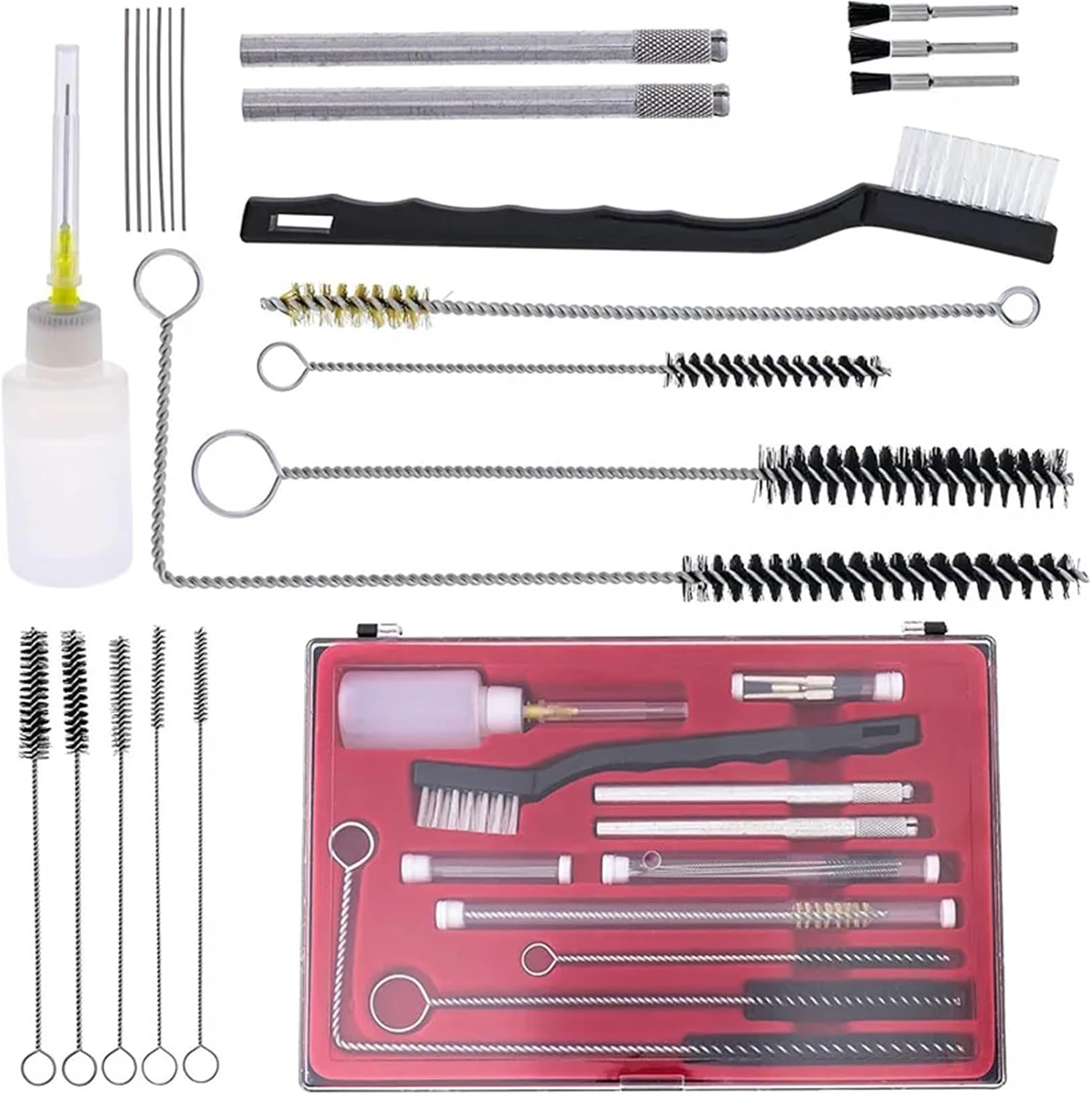 Air Brush Spray Cleaning Kit 27pcs Airbrush Paint Mini HVLP Detail Set Airbrush Spray Cleaning Repair Tool Kit