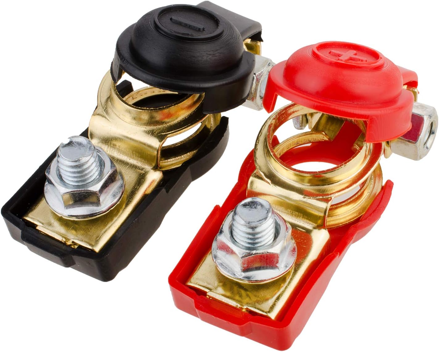 Battery Terminals,Car Battery Cable Terminal Clamps Connectors,Negative and Positive, Top Post,Copper,Plastice Cover,Good Contact,Corrosion Resistance,1 Pair, Applicated in Car,Van and More.